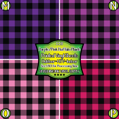 Purple Pink Buffalo Plaid ★ Pattern Vinyl | Faux Leather | Sublimation (TAT 3 BUS DAYS)