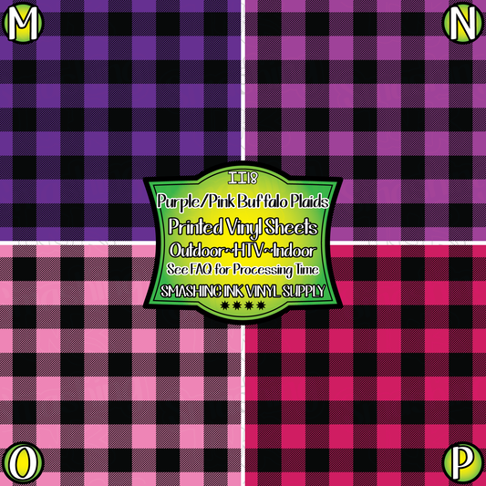 Purple Pink Buffalo Plaid ★ Pattern Vinyl | Faux Leather | Sublimation (TAT 3 BUS DAYS)