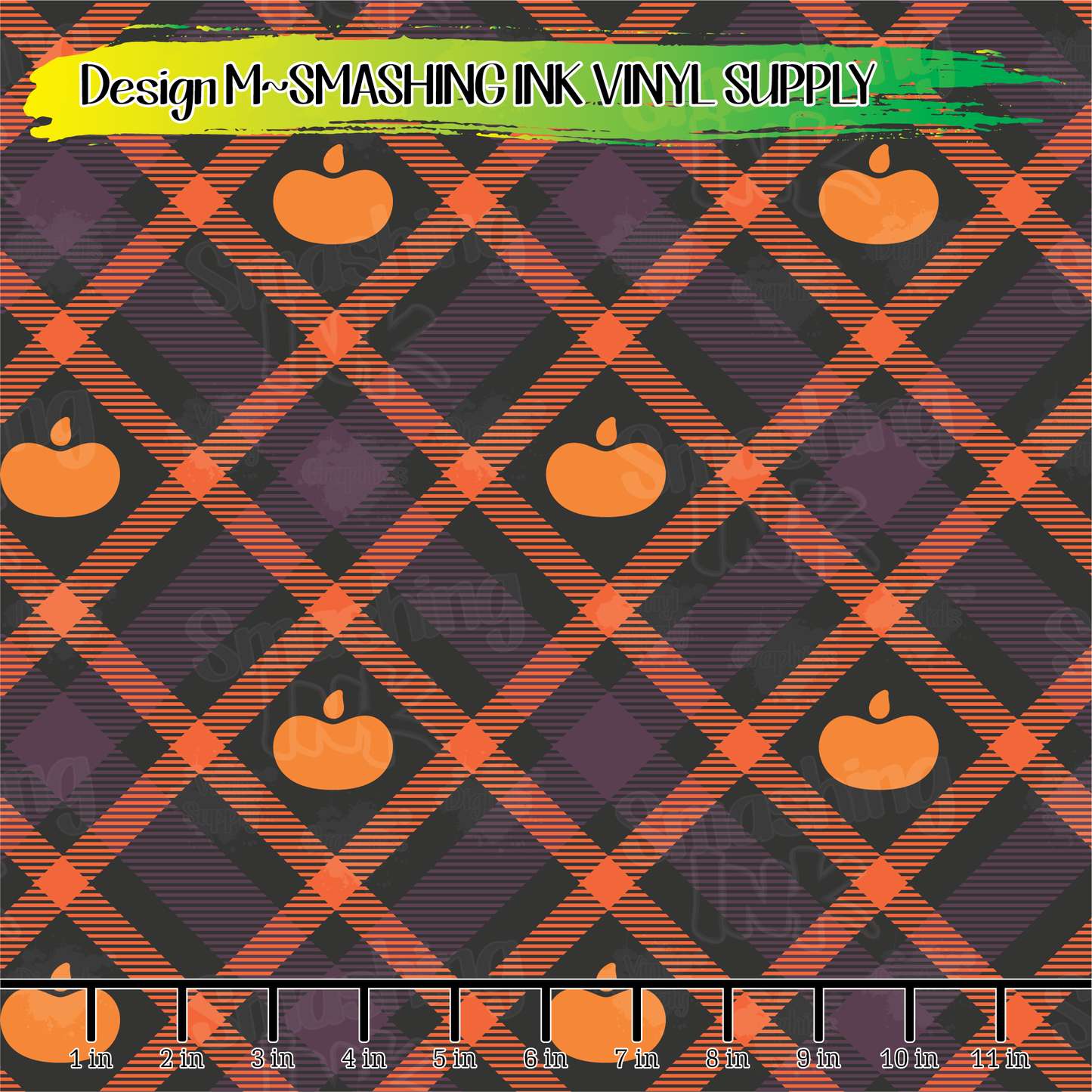 Halloween Pumpkin Plaid ★ Laser Safe Adhesive Film (TAT 3 BUS DAYS)