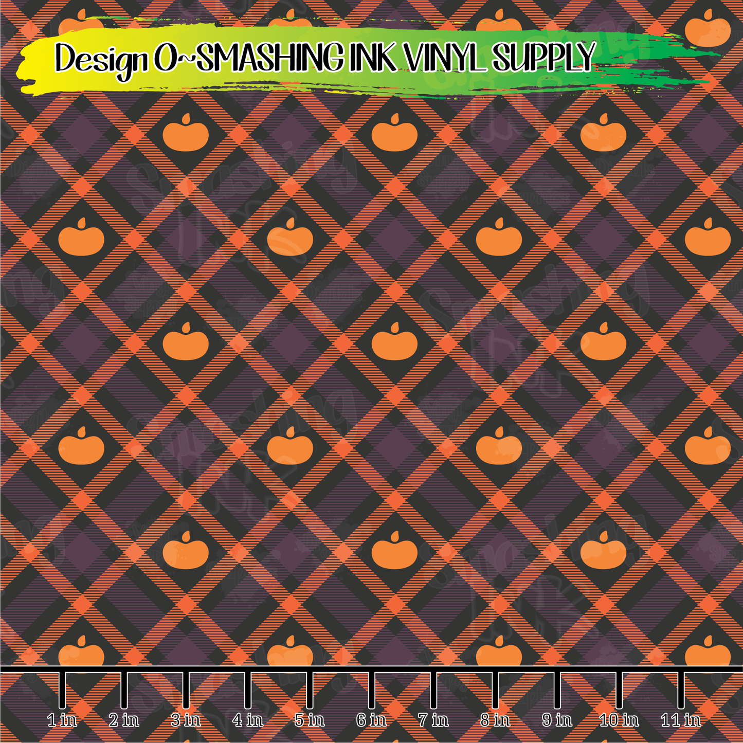 Halloween Pumpkin Plaid ★ Laser Safe Adhesive Film (TAT 3 BUS DAYS)