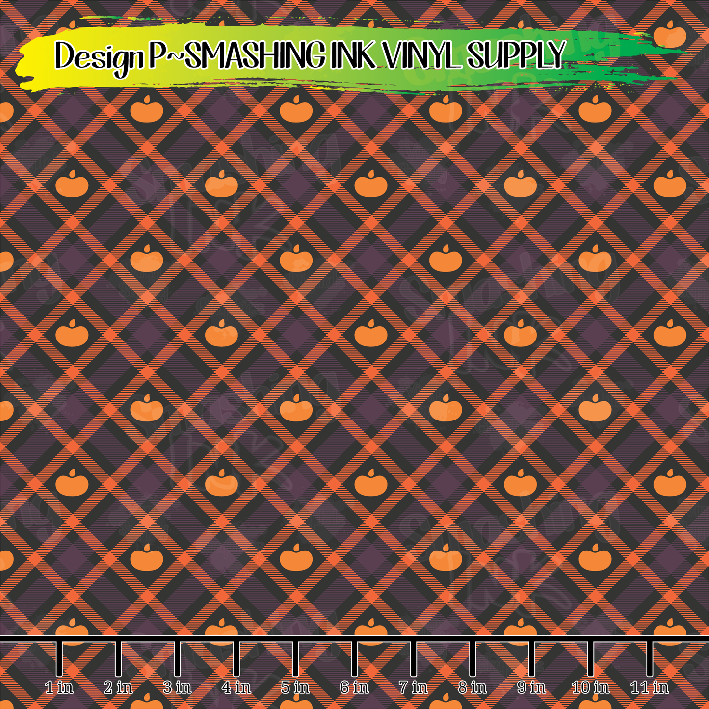 Halloween Pumpkin Plaid ★ Pattern Vinyl | Faux Leather | Sublimation (TAT 3 BUS DAYS)