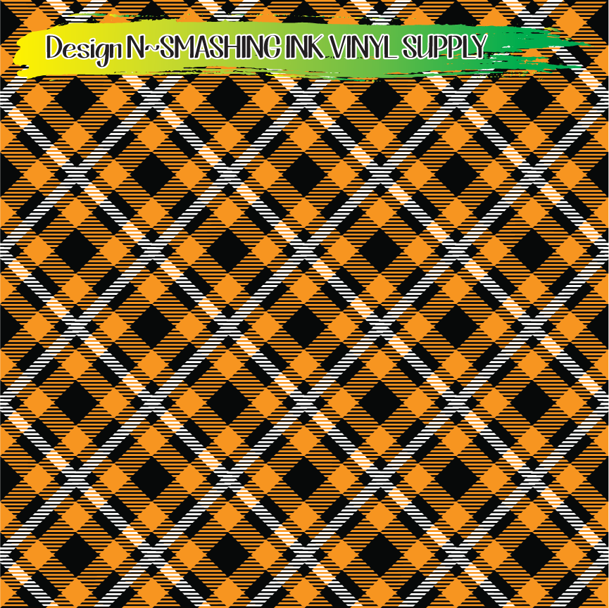 Orange White Plaid ★ Pattern Vinyl | Faux Leather | Sublimation (TAT 3 BUS DAYS)