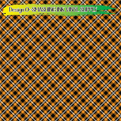 Orange White Plaid ★ Pattern Vinyl | Faux Leather | Sublimation (TAT 3 BUS DAYS)