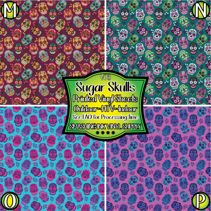 Sugar Skulls ★ Pattern Vinyl | Faux Leather | Sublimation (TAT 3 BUS DAYS)