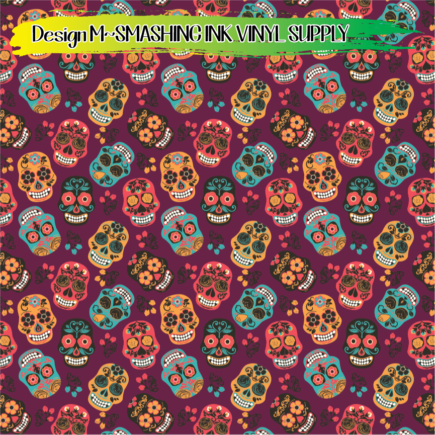Sugar Skulls ★ Pattern Vinyl | Faux Leather | Sublimation (TAT 3 BUS DAYS)