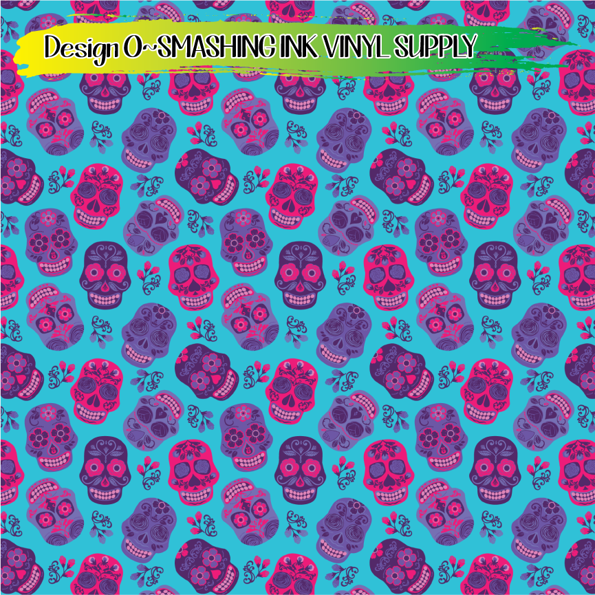 Sugar Skulls ★ Pattern Vinyl | Faux Leather | Sublimation (TAT 3 BUS DAYS)