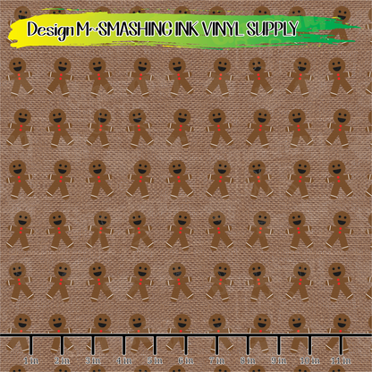 Gingerbread Man & Trees ★ Pattern Vinyl | Faux Leather | Sublimation (TAT 3 BUS DAYS)