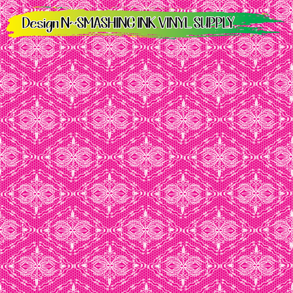 Pink White Lace ★ Pattern Vinyl | Faux Leather | Sublimation (TAT 3 BUS DAYS)
