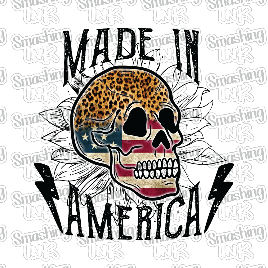 Made In America Skull - Heat Transfer | DTF | Sublimation (TAT 3 BUS DAYS) [15C-10HTV]