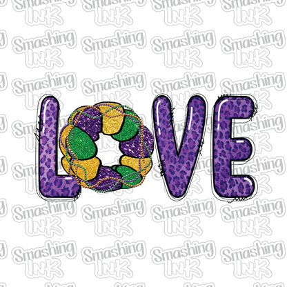 Mardi Gras Love - Heat Transfer | DTF | Sublimation (TAT 3 BUS DAYS) [4M-9HTV]