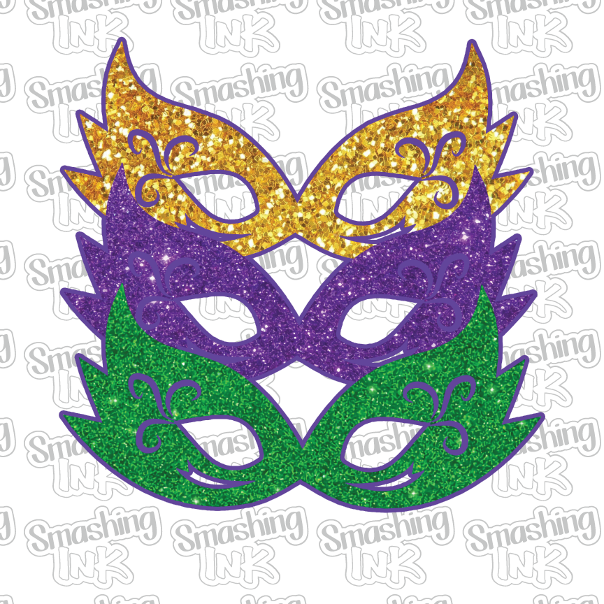 Mardi Gras Masks - Heat Transfer | DTF | Sublimation (TAT 3 BUS DAYS) [4M-12HTV]