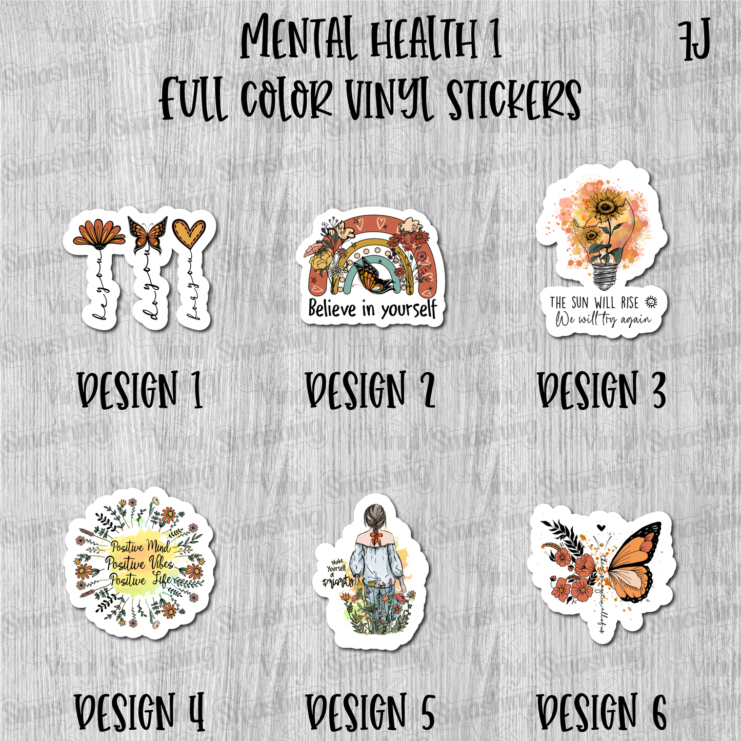 Mental Health 1 - Full Color Vinyl Stickers (SHIPS IN 3-7 BUS DAYS)