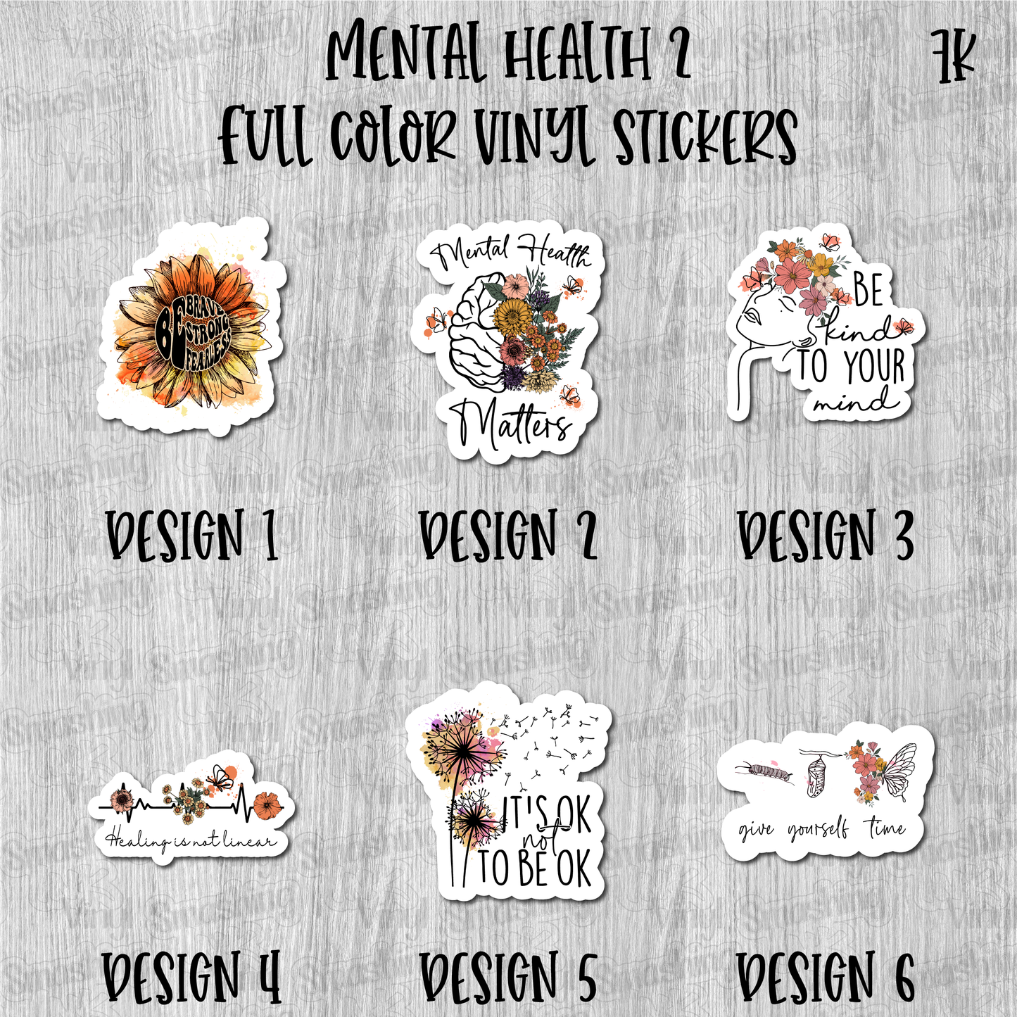 Mental Health 2 - Full Color Vinyl Stickers (SHIPS IN 3-7 BUS DAYS)