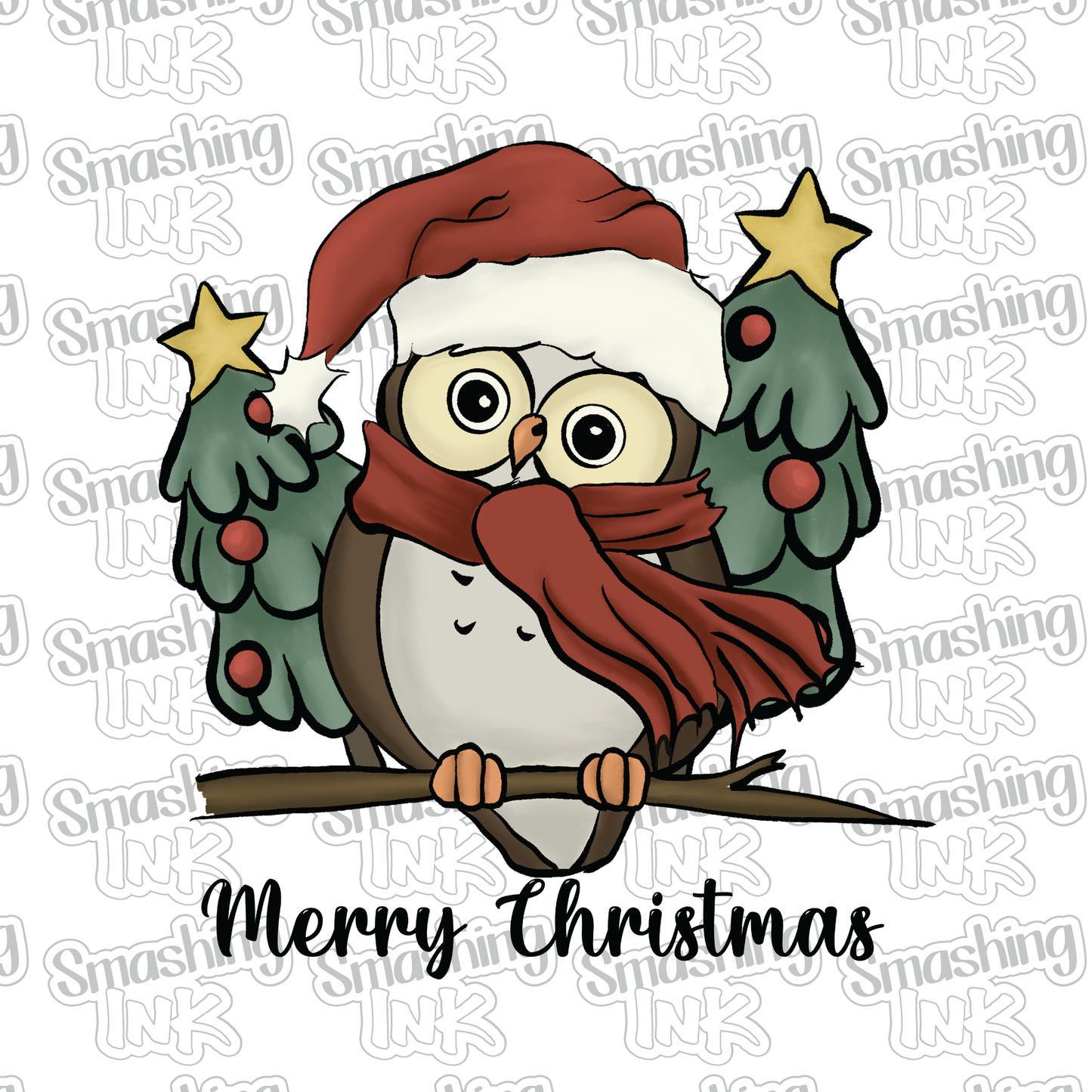 Merry Christmas Owl - Heat Transfer | DTF | Sublimation (TAT 3 BUS DAYS) [4G40-7HTV]