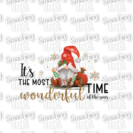 Most Wonderful Time Of the Year Gnome - Heat Transfer | DTF | Sublimation (TAT 3 BUS DAYS) [4G39-6HTV]