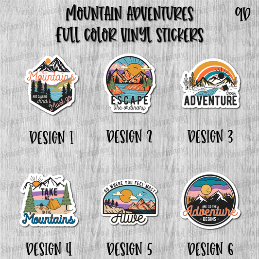 Mountain Adventures - Full Color Vinyl Stickers (SHIPS IN 3-7 BUS DAYS)