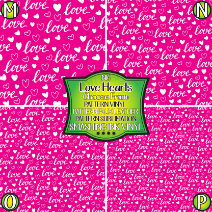 Love Hearts ★ Pattern Vinyl | Faux Leather | Sublimation (TAT 3 BUS DAYS)