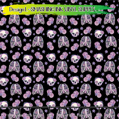 Pastel Skeletons ★ Pattern Vinyl | Faux Leather | Sublimation (TAT 3 BUS DAYS)