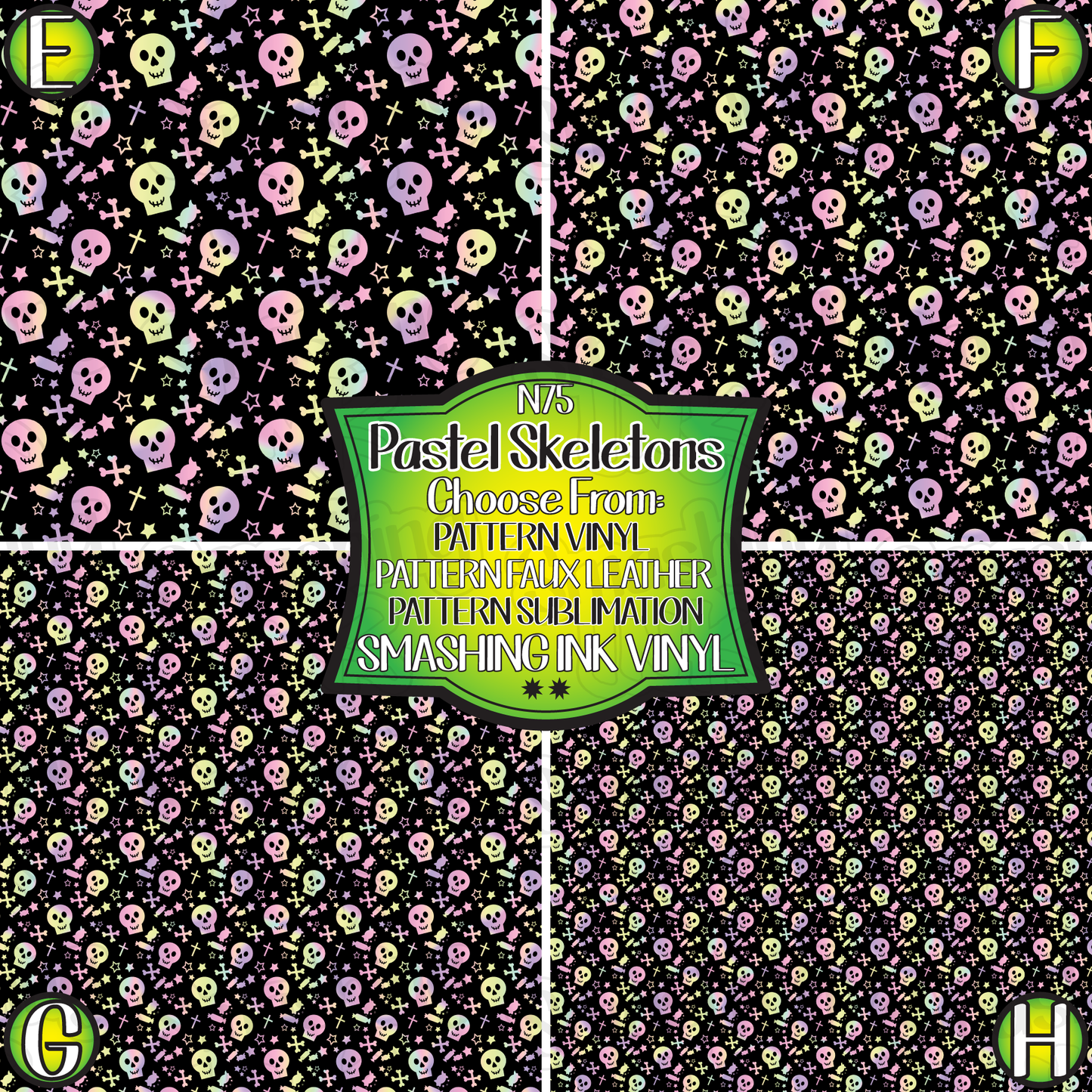 Pastel Skeletons ★ Pattern Vinyl | Faux Leather | Sublimation (TAT 3 BUS DAYS)