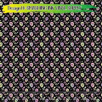 Pastel Skeletons ★ Pattern Vinyl | Faux Leather | Sublimation (TAT 3 BUS DAYS)