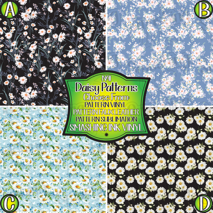 Daisy Patterns - Pattern Vinyl | Faux Leather | Sublimation (TAT 3 BUS DAYS)