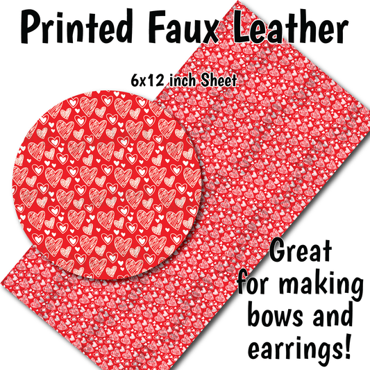 Red Hearts Small Scale I - Faux Leather Sheet (SHIPS IN 3 BUS DAYS)