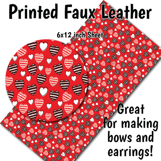 Red Hearts Small Scale L - Faux Leather Sheet (SHIPS IN 3 BUS DAYS)