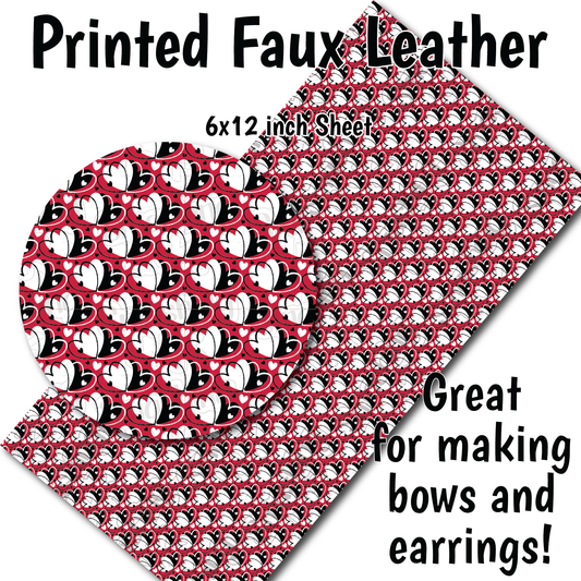 Red Black Hearts Small Scale M - Faux Leather Sheet (SHIPS IN 3 BUS DAYS)