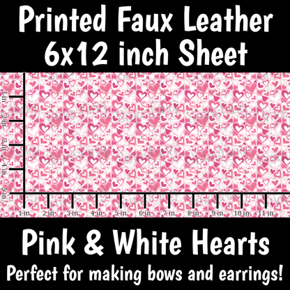 Pink & White Hearts - Faux Leather Sheet (SHIPS IN 3 BUS DAYS)