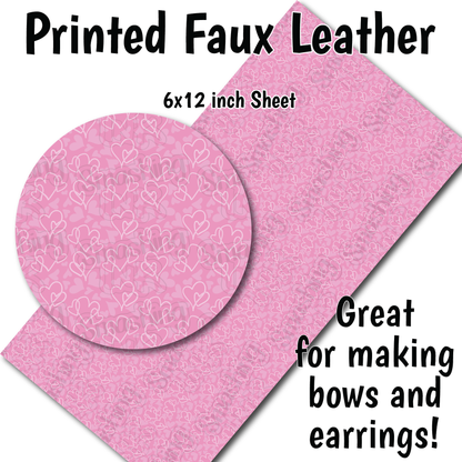 Pink Hearts Pattern R - Faux Leather Sheet (SHIPS IN 3 BUS DAYS)