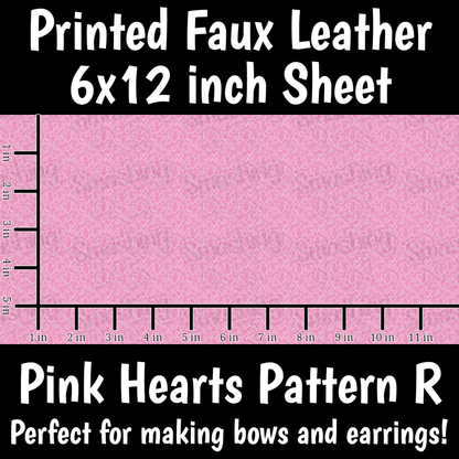 Pink Hearts Pattern R - Faux Leather Sheet (SHIPS IN 3 BUS DAYS)