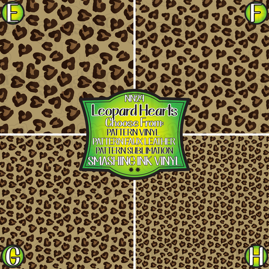 Leopard Hearts ★ Pattern Vinyl | Faux Leather | Sublimation (TAT 3 BUS DAYS)