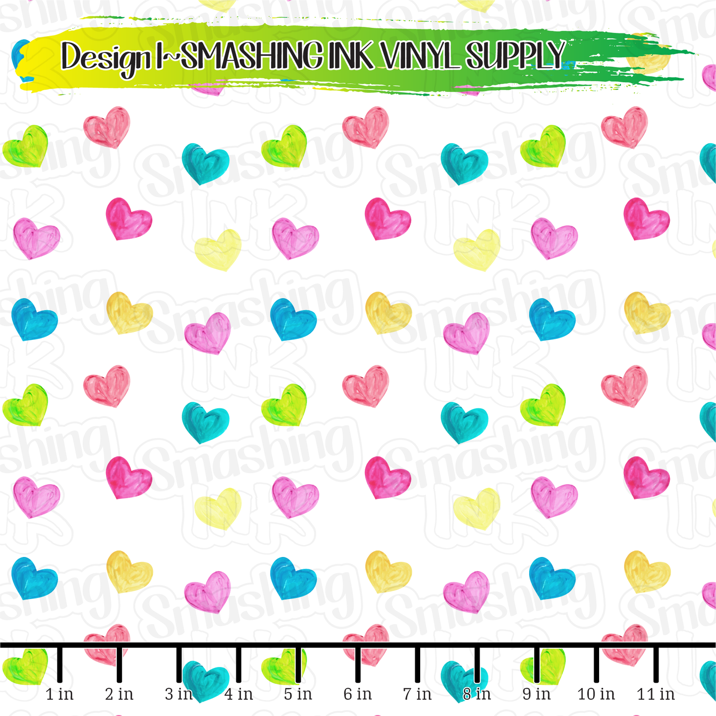 Neon Hearts ★ Pattern Vinyl | Faux Leather | Sublimation (TAT 3 BUS DAYS)