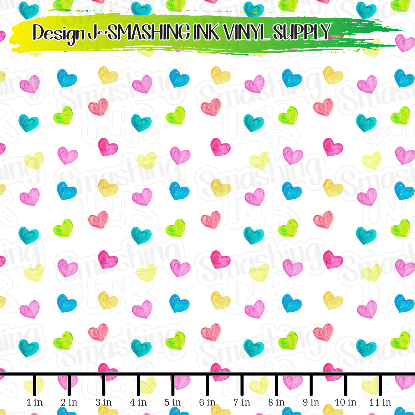 Neon Hearts ★ Pattern Vinyl | Faux Leather | Sublimation (TAT 3 BUS DAYS)