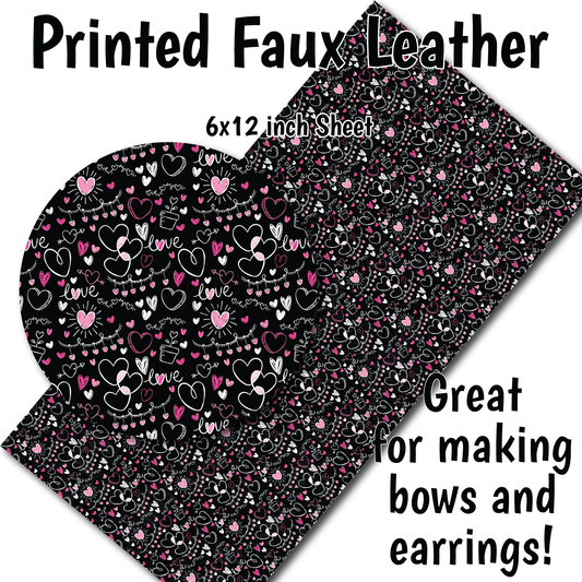 Love & Hearts Pattern B - Faux Leather Sheet (SHIPS IN 3 BUS DAYS)