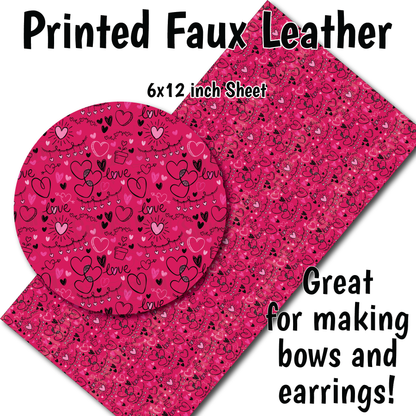 Love & Hearts Pattern C - Faux Leather Sheet (SHIPS IN 3 BUS DAYS)