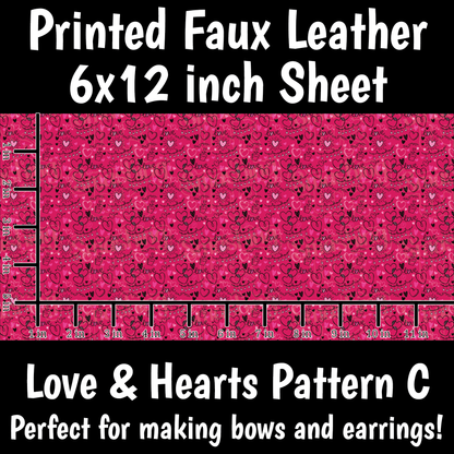 Love & Hearts Pattern C - Faux Leather Sheet (SHIPS IN 3 BUS DAYS)