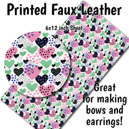 Hearts and Dots - Faux Leather Sheet (SHIPS IN 3 BUS DAYS)