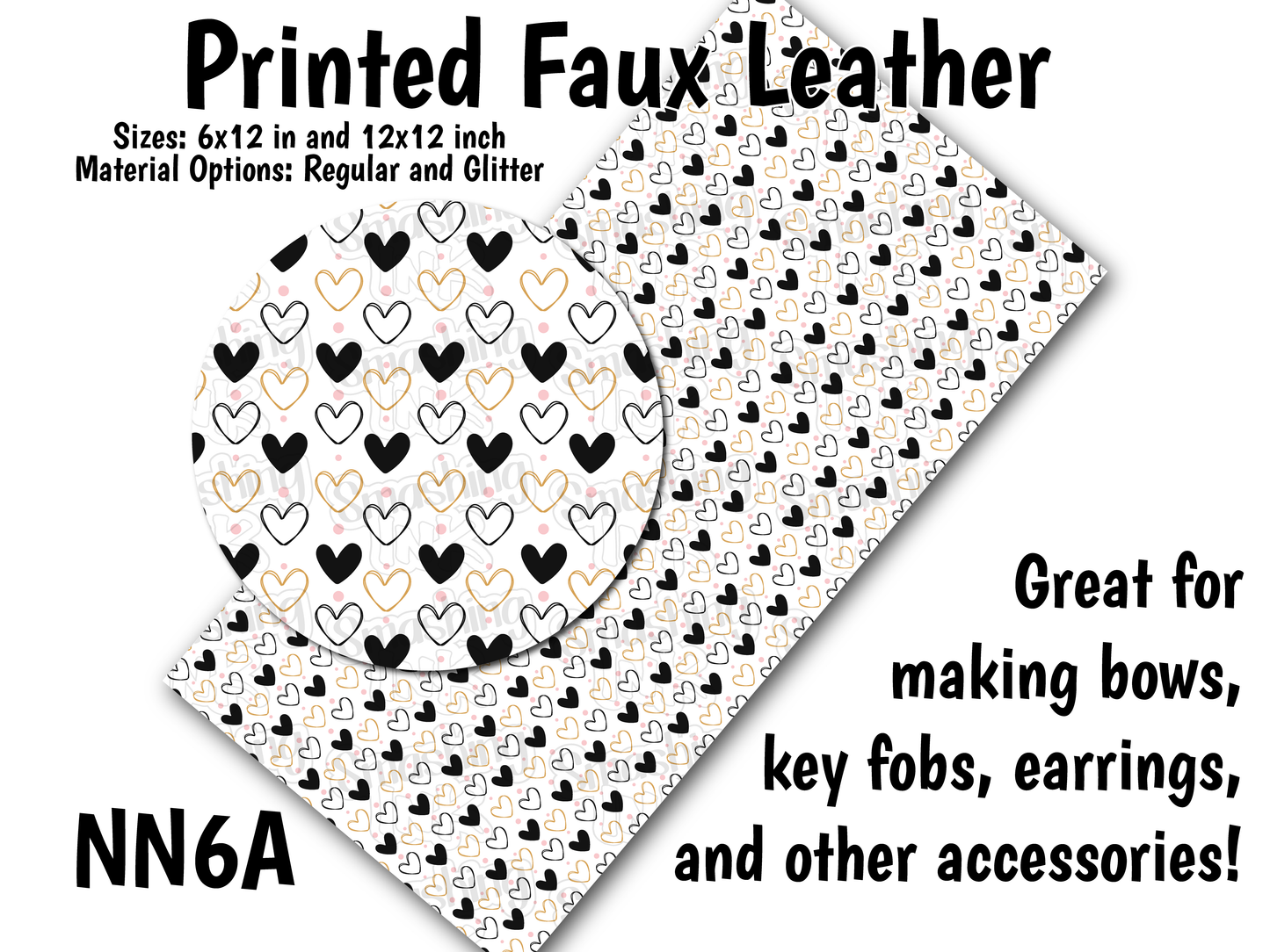 Hearts - Faux Leather Sheet (SHIPS IN 3 BUS DAYS)