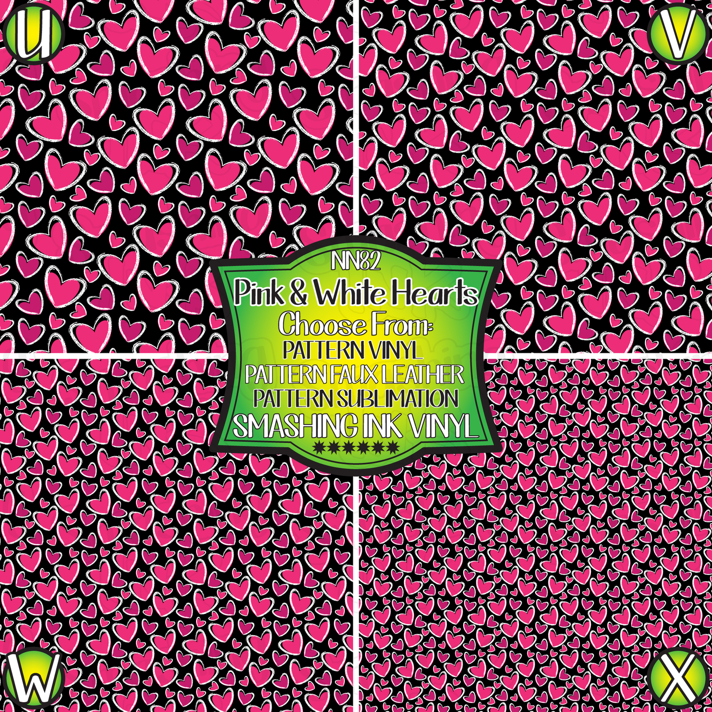 Pink & White Hearts ★ Pattern Vinyl | Faux Leather | Sublimation (TAT 3 BUS DAYS)