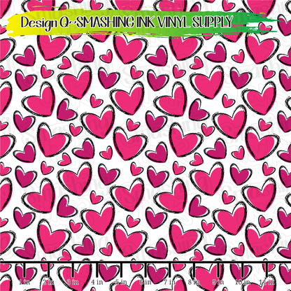 Pink & Black Hearts  ★ Pattern Vinyl | Faux Leather | Sublimation (TAT 3 BUS DAYS)