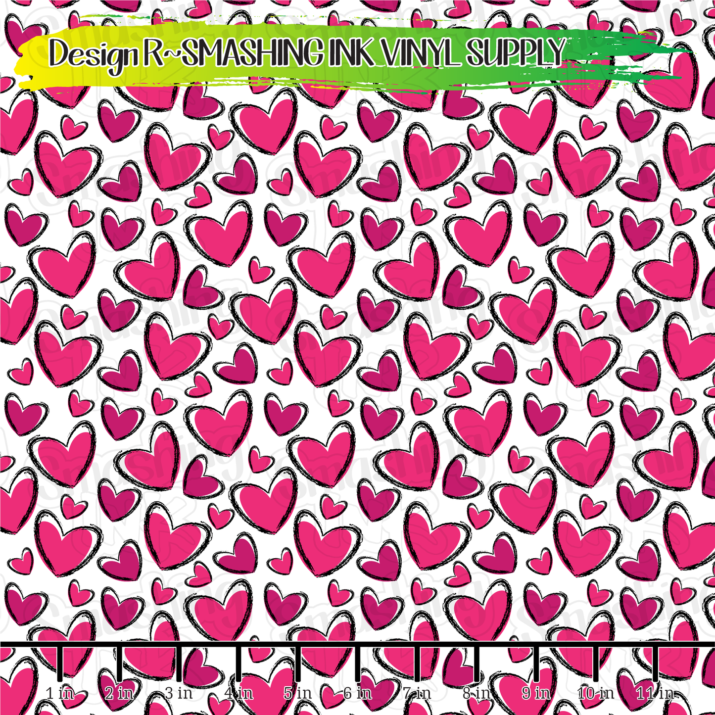 Pink & Black Hearts  ★ Pattern Vinyl | Faux Leather | Sublimation (TAT 3 BUS DAYS)