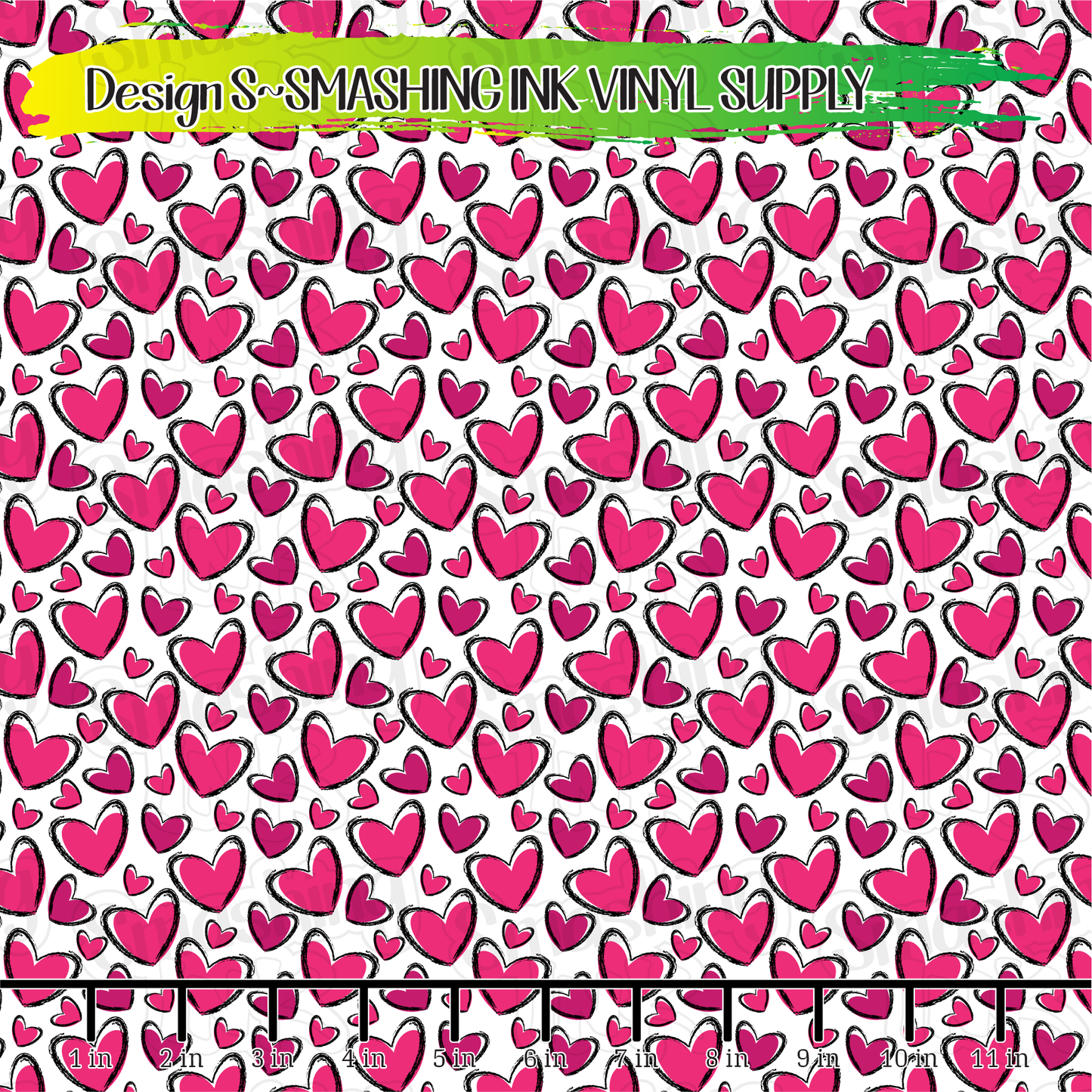 Pink & Black Hearts  ★ Pattern Vinyl | Faux Leather | Sublimation (TAT 3 BUS DAYS)