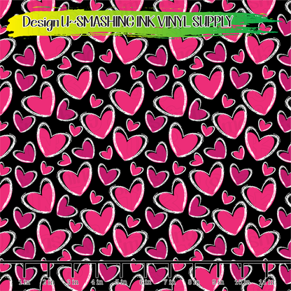 Pink & White Hearts ★ Pattern Vinyl | Faux Leather | Sublimation (TAT 3 BUS DAYS)