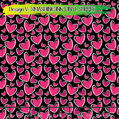 Pink & White Hearts ★ Pattern Vinyl | Faux Leather | Sublimation (TAT 3 BUS DAYS)