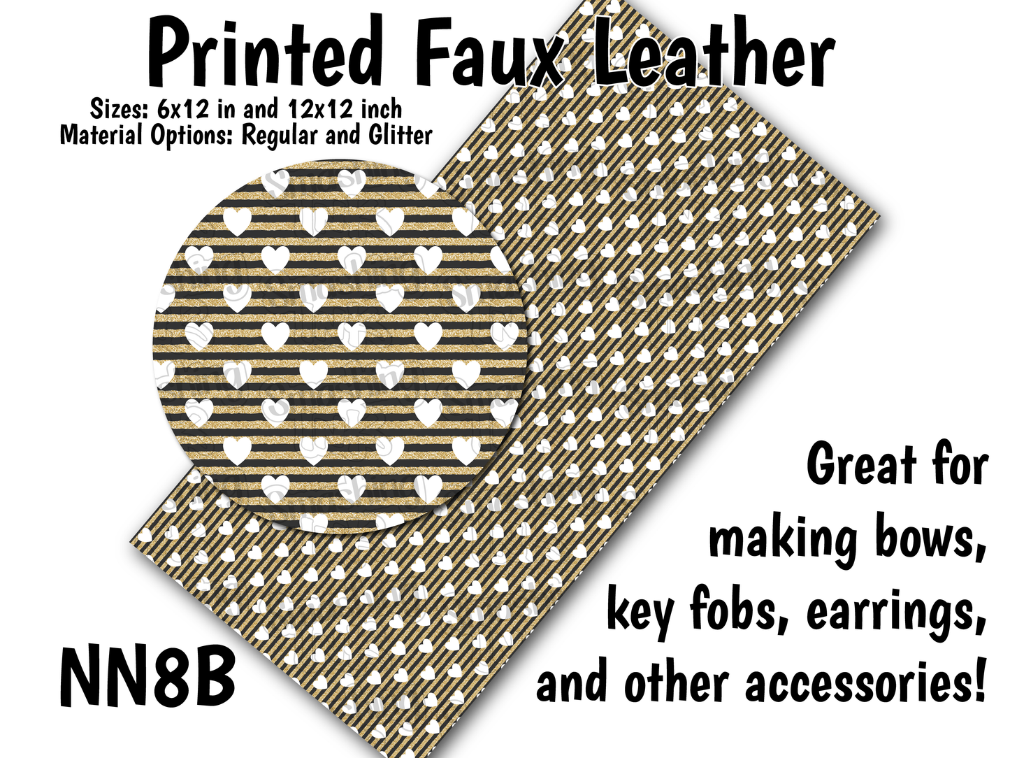 Gold Hearts - Faux Leather Sheet (SHIPS IN 3 BUS DAYS)