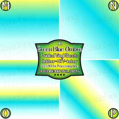 Green Blue Ombre ★ Pattern Vinyl | Faux Leather | Sublimation (TAT 3 BUS DAYS)