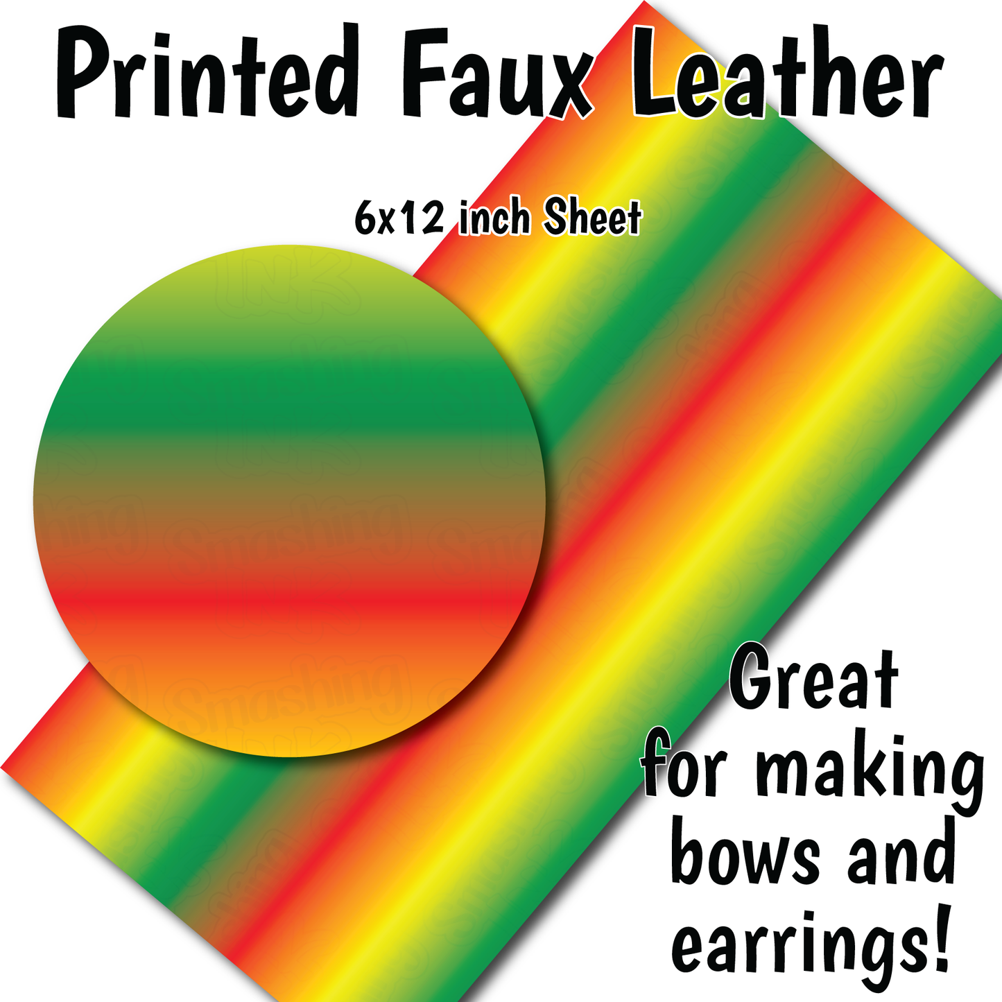 Red Yellow Green Ombre - Faux Leather Sheet (SHIPS IN 3 BUS DAYS)