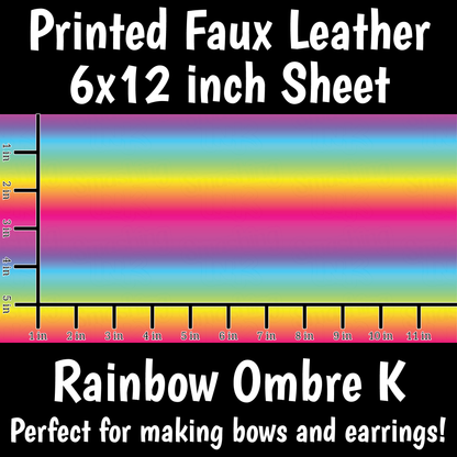 Rainbow Ombre K - Faux Leather Sheet (SHIPS IN 3 BUS DAYS)