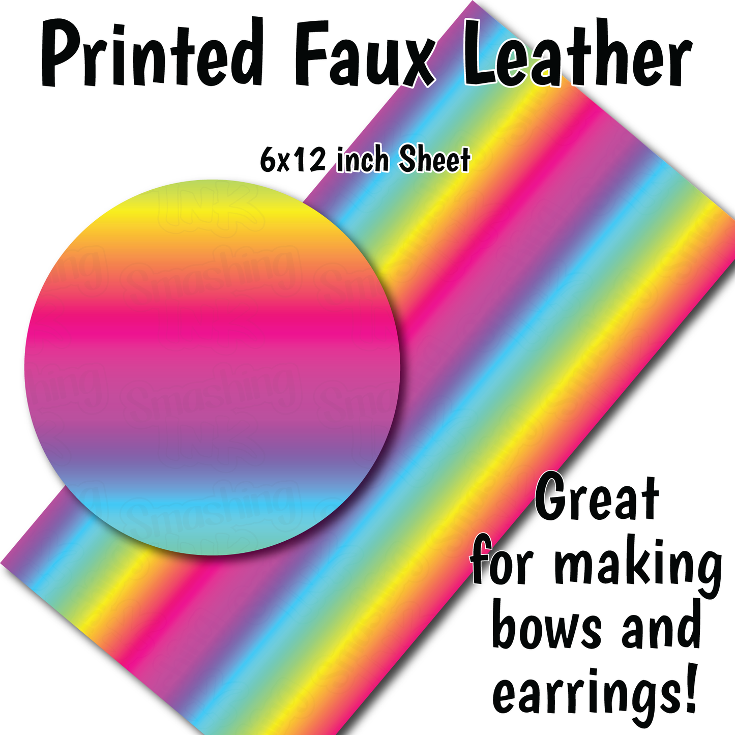 Rainbow Ombre K - Faux Leather Sheet (SHIPS IN 3 BUS DAYS)